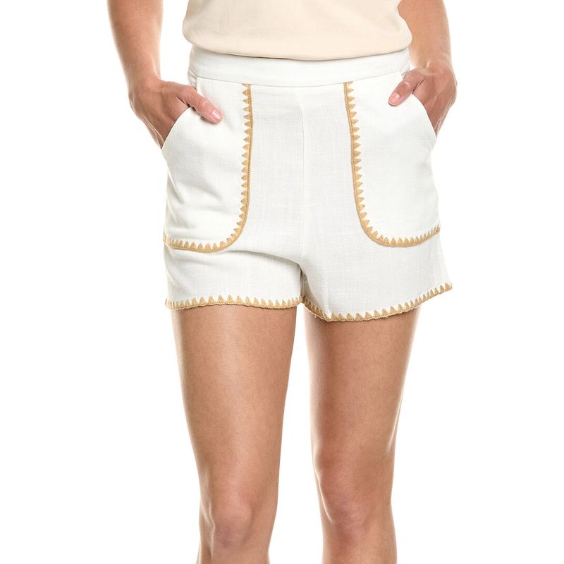 Vintage Havana Womens High Waisted Linen-Blend Short, White